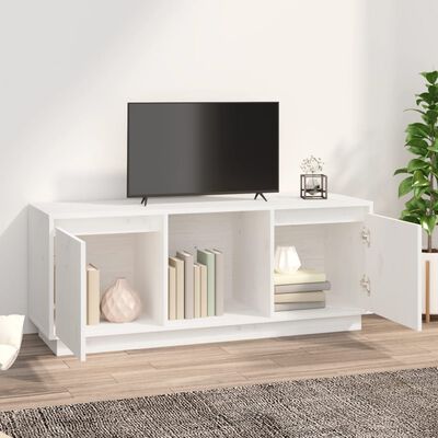 vidaXL tv-bord 110,5x35x45 cm massivt fyrretræ hvid