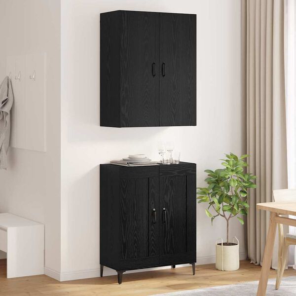 vidaXL Highboard Sort eg 69,5 x 34 x 180 cm Konstrueret tr&aelig;