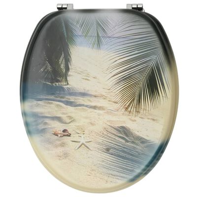 vidaXL toiletsæde med låg MDF stranddesign