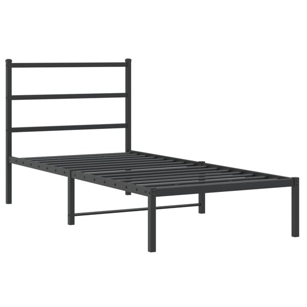 vidaXL sengeramme med sengegavl 90x200 cm metal sort
