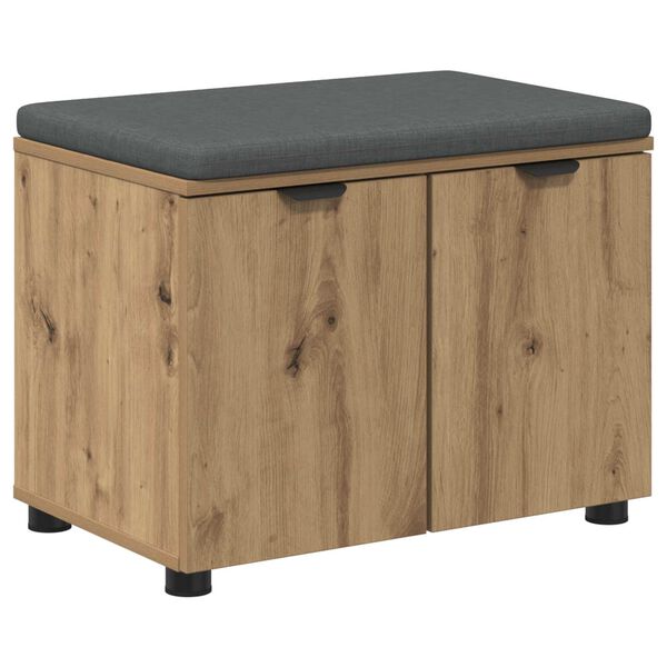vidaXL Hallb&aelig;nk med pude med opbevaring Artisan Egetr&aelig; 60 x 38 x 46 cm
