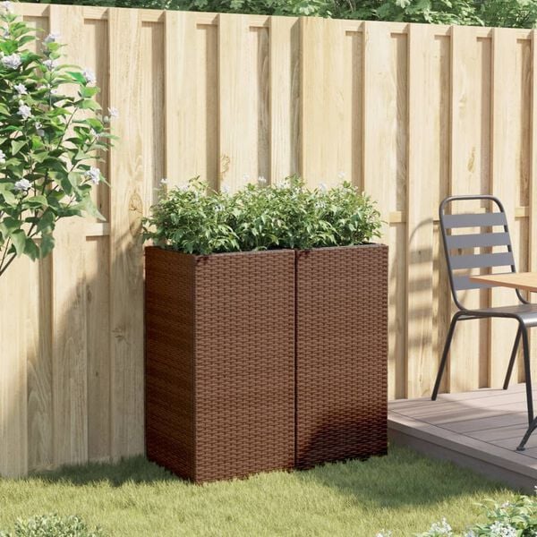 vidaXL plantekasser 2 stk. 40x40x80 cm polyrattan brun