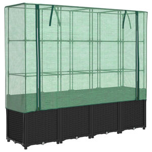 vidaXL h&oslash;jbed med drivhusovertr&aelig;k rattan-look 160x40x153 cm