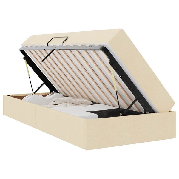 vidaXL Seng med opbevaring og madras Creme 90 x 190 cm Polyester