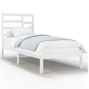 vidaXL sengeramme 90x190 cm Single massivt tr&aelig; hvid