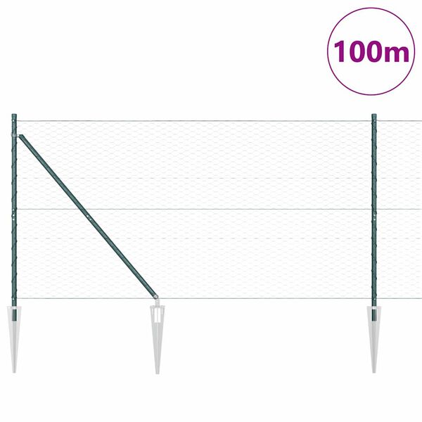 vidaXL Hegnspæl Grøn 100 x 1,2 m (36 mm net) Stål og PVC