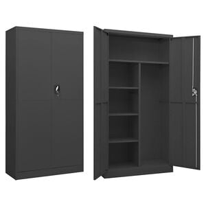 vidaXL skab med l&aring;s 90x40x180 cm st&aring;l antracitgr&aring;
