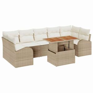 vidaXL Havesofa S&aelig;t med opbevaring 8 pcs Beige Poly rattan
