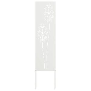 vidaXL Have privatliv sk&aelig;rm Fretwork Hvid 32 x 140 cm Koldvalset st&aring;l