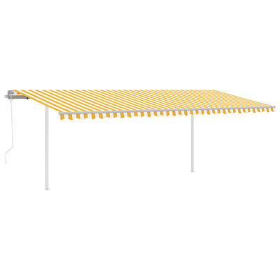 vidaXL markise m. LED + vindsensor 6x3 m automatisk gul og hvid