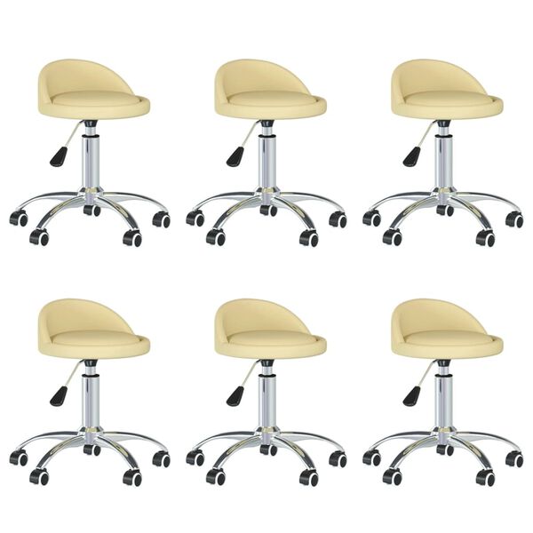 vidaXL drejelige spisebordsstole 6 stk. kunstl&aelig;der cremefarvet
