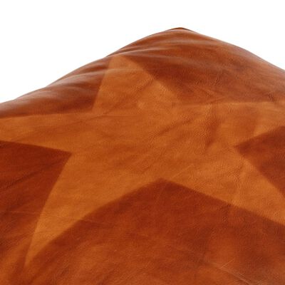 vidaXL puf i bomuldsstof og læder 60 x 60 x 30 cm sandfarvet