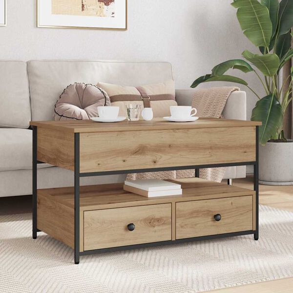 vidaXL Sofabord Artisan Egetr&aelig; 85 x 50 x 50 cm Konstrueret tr&aelig;