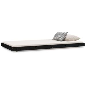 vidaXL sengeramme 100x200 cm massivt fyrretr&aelig; sort