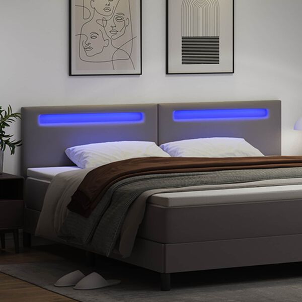 vidaXL LED sengegavl Gr&aring; 200 cm Faux l&aelig;der
