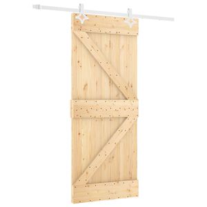 vidaXL Skyded&oslash;r Natur og hvid 80 x 210 cm Massivt fyrretr&aelig;