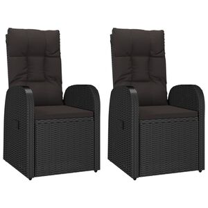 vidaXL havestole med hynder justerbart rygl&aelig;n 2 stk. polyrattan sort