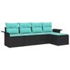 vidaXL Havesofa S&aelig;t med pude 5 pcs Sort polyrattan