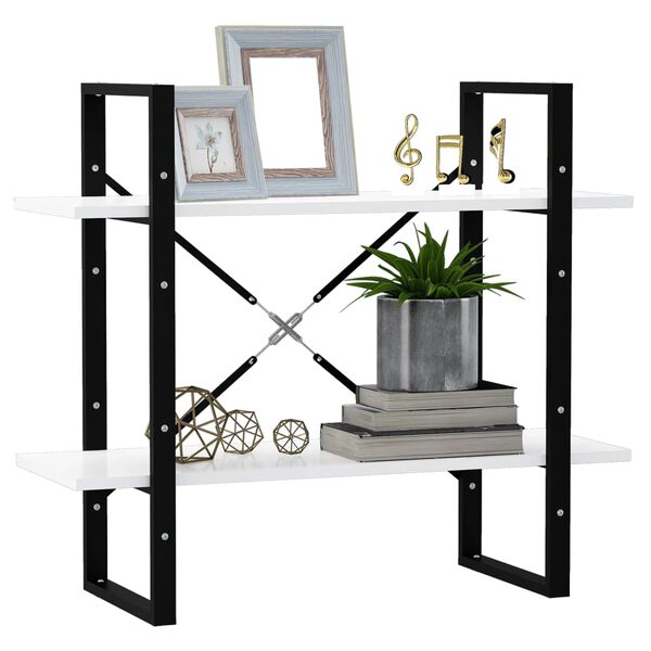 vidaXL bogreol med 2 hylder 80x30x70 cm konstrueret træ hvid