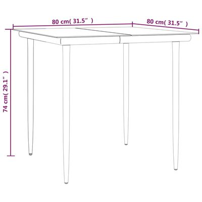 vidaXL spisebordssæt til haven 3 dele polyrattan og stål