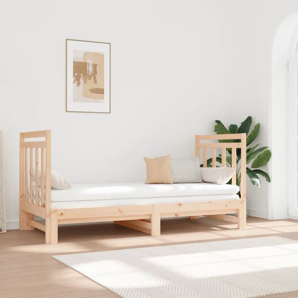 vidaXL daybed med udtr&aelig;k 2x(90x190) cm massivt fyrretr&aelig;