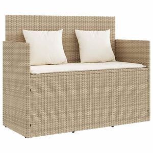 vidaXL haveb&aelig;nk med hynder polyrattan beige