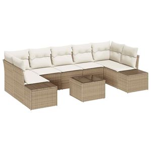 vidaXL Havesofa S&aelig;t med pude 8 pcs Beige polyrattan