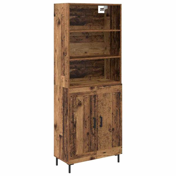 vidaXL Highboard Gammelt tr&aelig; 69,5 x 34 x 180 cm Konstrueret tr&aelig;