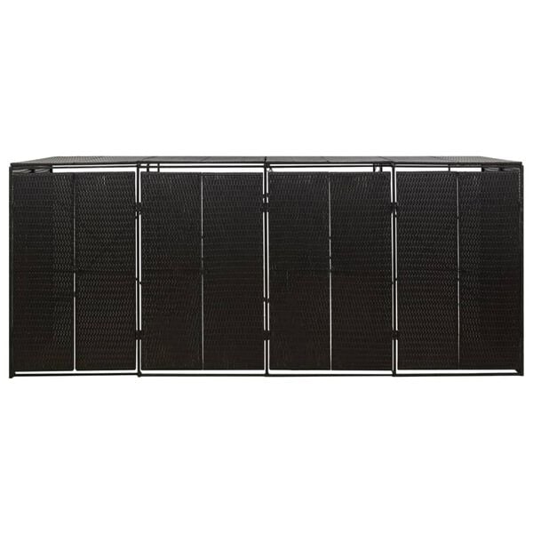 vidaXL firdobbelt skraldespandsskjuler 274x80x117 cm polyrattan sort