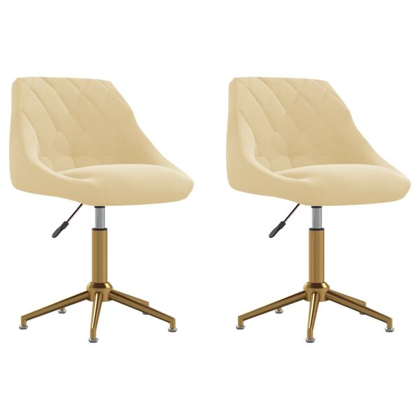 vidaXL drejelige spisebordsstole 2 stk. fl&oslash;jl cremefarvet