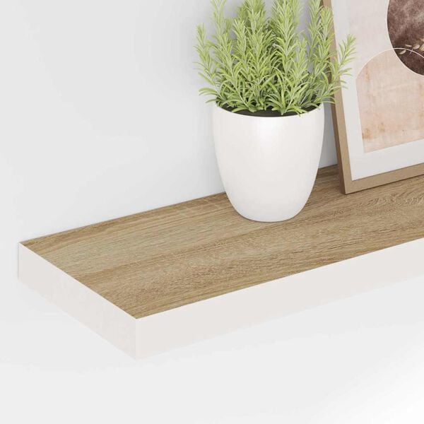 vidaXL v&aelig;ghylder 2 stk. 80x23,5x3,8 cm MDF egetr&aelig;sfarve og hvid