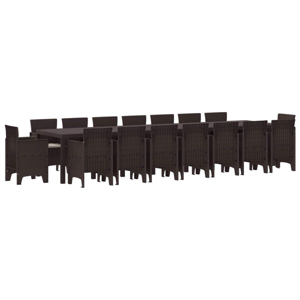 vidaXL Have Spises&aelig;t med Puder med pude 17 pcs Brun PP