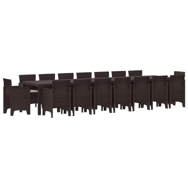 vidaXL Have Spises&aelig;t med Puder med pude 17 pcs Brun PP