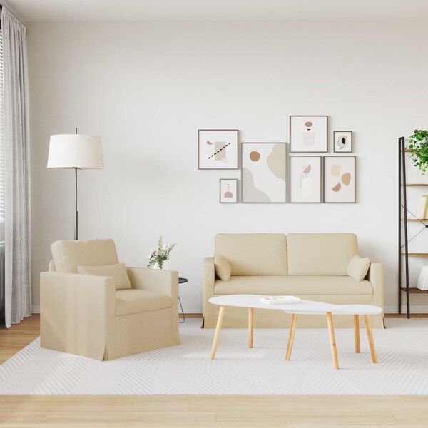 vidaXL Sofa 2 pcs Creme 158 x 78 x 80 cm Stof