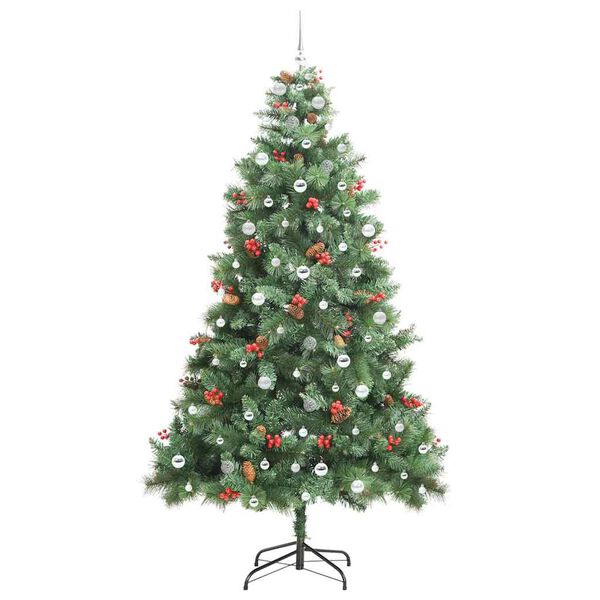vidaXL Kunstigt juletr&aelig; med LED -strimmellys Gr&oslash;n 240 cm PVC og metal