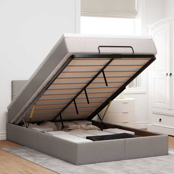 vidaXL osmannisk sengeramme med madras 120x190 cm stof gr&aring;brun