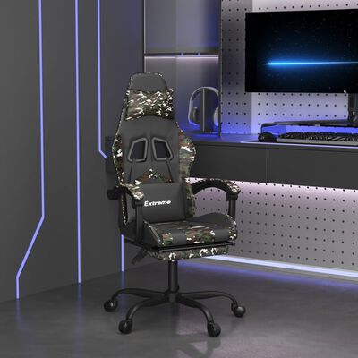 vidaXL drejelig gamingstol med fodstøtte kunstlæder sort camouflage