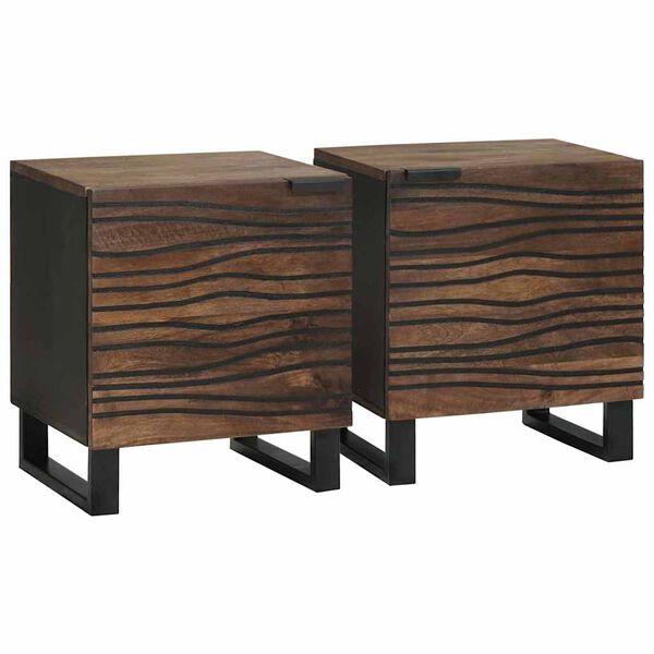 vidaXL Natskab 2 pcs Valnød 40 x 33 x 46 cm Massivt akacietræ