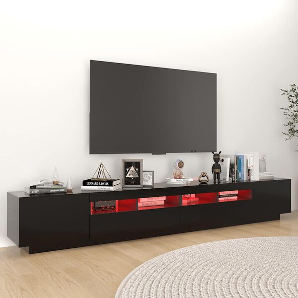 vidaXL tv-skab med LED-lys 260x35x40 cm sort