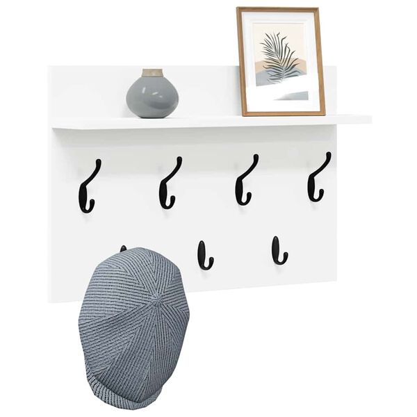 vidaXL V&aelig;gmonteret Jakkeholder Hvid 60 x 40 x 12 cm Konstrueret tr&aelig;