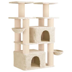 vidaXL Kattetr&aelig; med sisal klatreposter Cremefarvet 147 cm 2 stk.