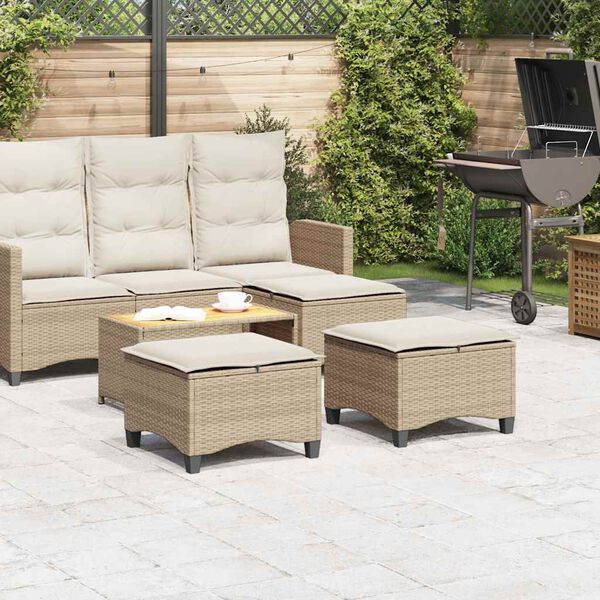 vidaXL haveskamler 2 stk. med hynder 55x55x36 cm polyrattan beige