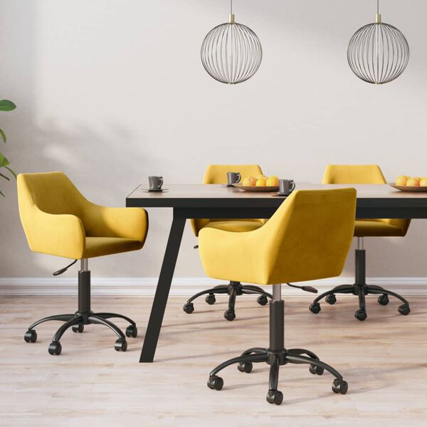 vidaXL drejelige spisebordsstole 4 stk. fl&oslash;jl sennepsgul