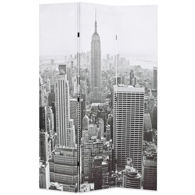 vidaXL foldbar rumdeler 120x170 cm New York by Day sort og hvid