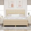 vidaXL LED Box Spring Bed med madras Creme 180 x 200 cm Stof