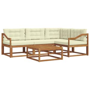 vidaXL Udend&oslash;rs sofagruppe med pude 5 pcs Naturlig og Fl&oslash;de