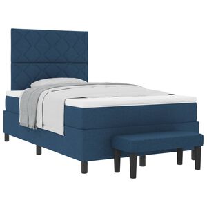 vidaXL Box spring seng med hovedg&aelig;rde Bl&aring; 120 x 200 cm Stof