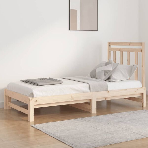 vidaXL daybed med udtr&aelig;k 2x(90x190) cm massivt fyrretr&aelig;