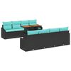 vidaXL Havesofa S&aelig;t med pude 9 pcs Sort og Bl&aring;gr&oslash;n
