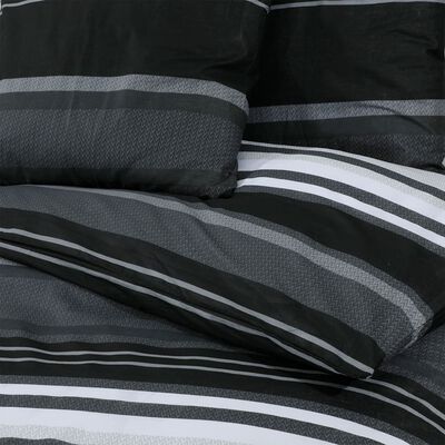 vidaXL sengetøj 155x220 cm bomuld sort og hvid